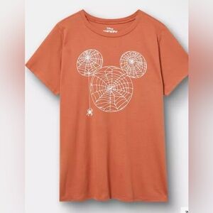 New Torrid 2X 2XL Disney Micky Mouse Spiderweb Shirt Halloween Orange